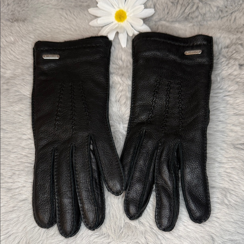 Women’s Black Leather Gloves - Size Medium